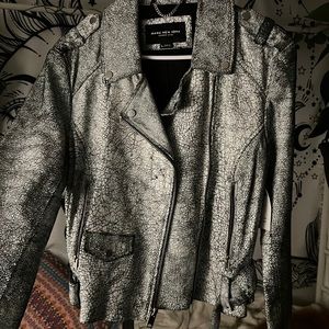 Marc Jacobs gray leather moto jacket NWT